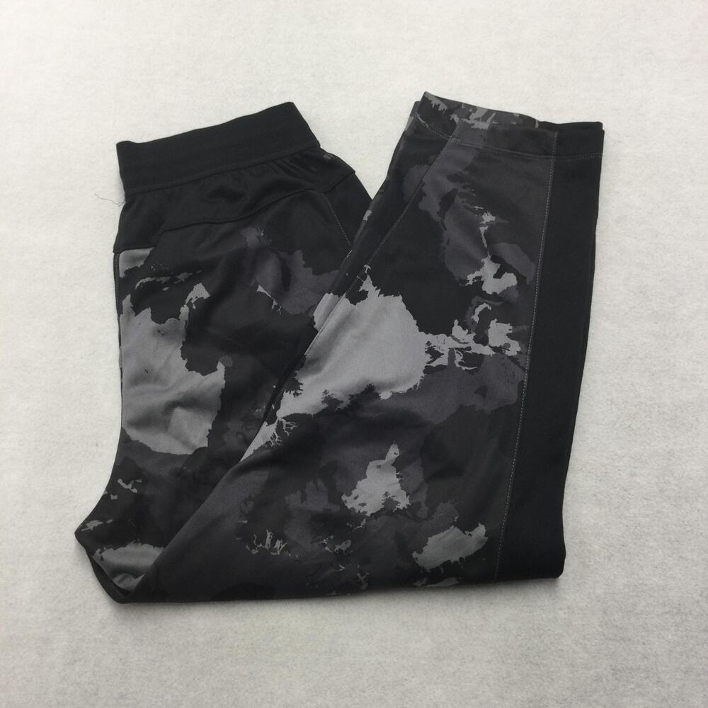 Adidas Track Pants Mens Medium Black Camo Elastic Waist Pockets Training Gym